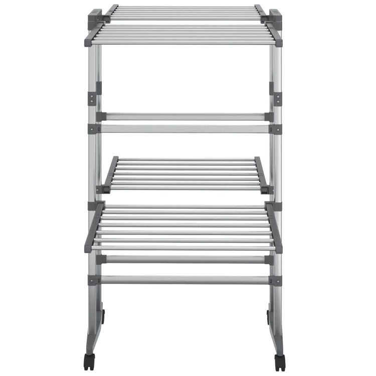 VidaXL étendoir 2 couches avec roulettes 60x70x106 cm couleur argent