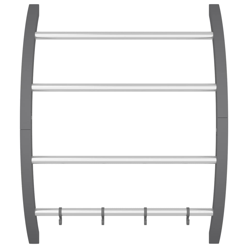 Rack de serviettes Vidaxl avec crochets 56x16x72 cm en aluminium argenté de couleur