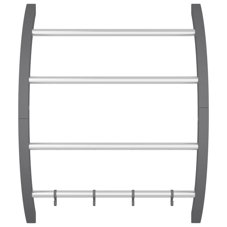Rack de serviettes Vidaxl avec crochets 56x16x72 cm en aluminium argenté de couleur