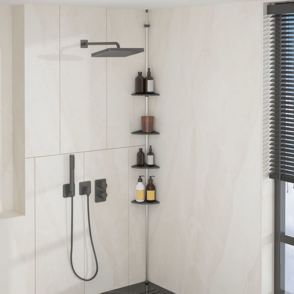 VidaXL support de douche 4 couches télescopique modèle d'angle aluminium argent