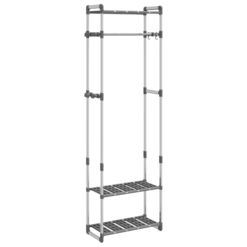 Rack de vêtements Vidaxl 3 couches 59x29x192 cm en aluminium argent couleur