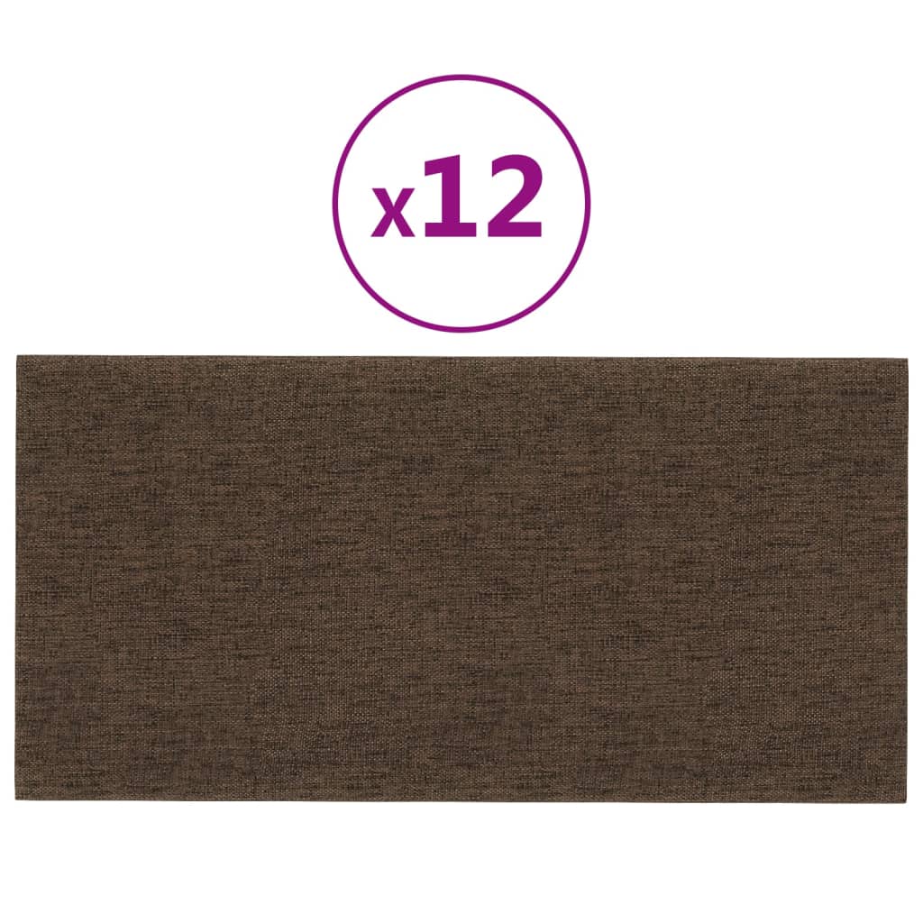 Panneaux muraux Vidaxl 12 PCS 0,54 m² 30x15 cm Tissu marron