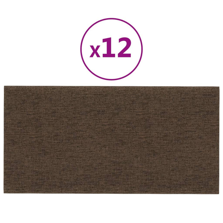 Panneaux muraux Vidaxl 12 PCS 0,54 m² 30x15 cm Tissu marron