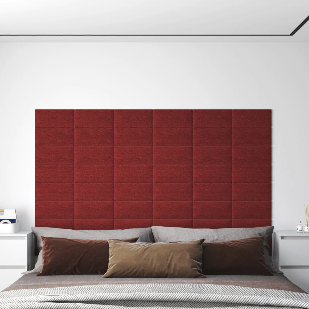Panneaux muraux vidaxl 12 pcs 0,54 m² 30x15 cm Vin de tissu rouge