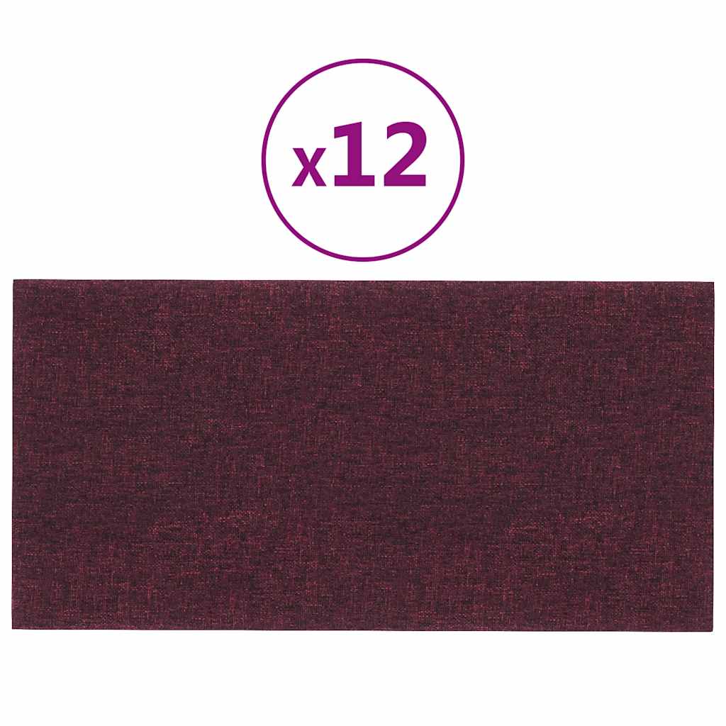 Panneaux muraux vidaxl 12 pcs 0,54 m² 30x15 cm tissu violet