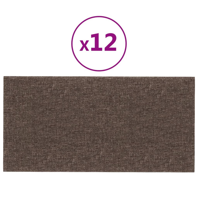 Panneaux muraux vidaxl 12 pcs 0,54 m² 30x15 cm tissu taupe