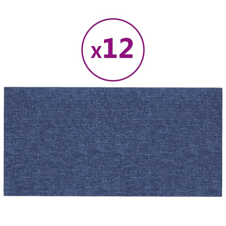 Panneaux muraux vidaxl 12 pcs 0,54 m² 30x15 cm tissu bleu