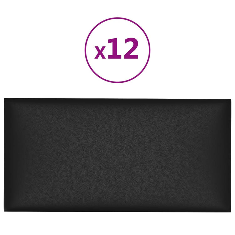 Panneaux muraux vidaxl 12 pcs 0,54 m² 30x15 cm en cuir artificiel noir