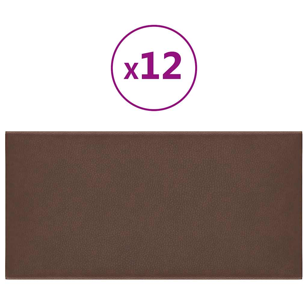 Panneaux muraux vidaxl 12 pcs 0,54 m² 30x15 cm en cuir artificiel marron
