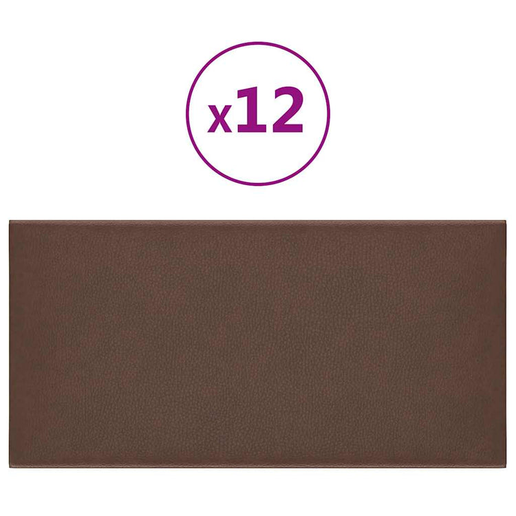 Panneaux muraux vidaxl 12 pcs 0,54 m² 30x15 cm en cuir artificiel marron