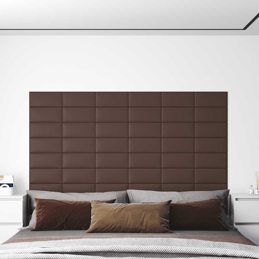 Panneaux muraux vidaxl 12 pcs 0,54 m² 30x15 cm en cuir artificiel marron
