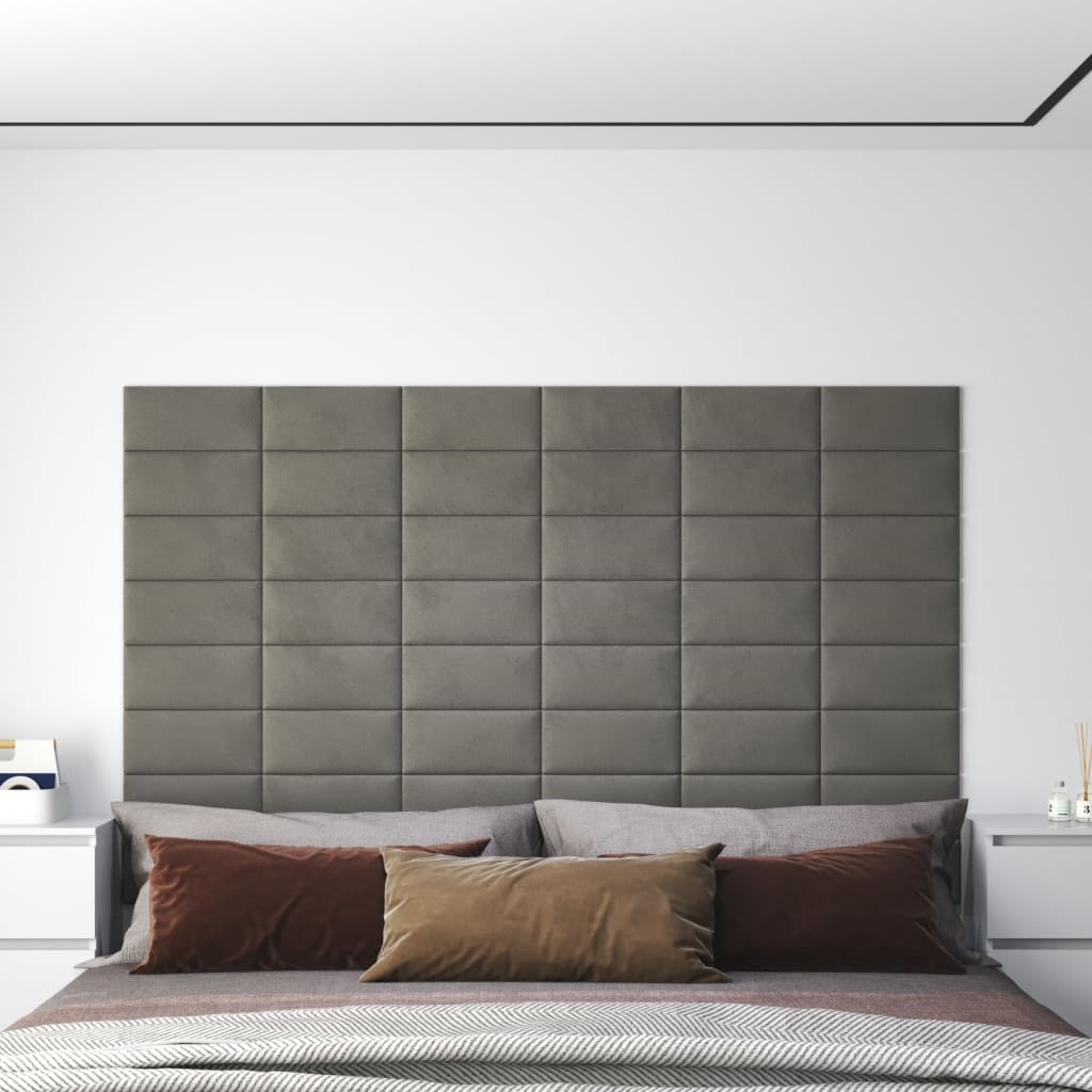 Panneaux muraux vidaxl 12 pcs 0,54 m² 30x15 cm en velours gris clair