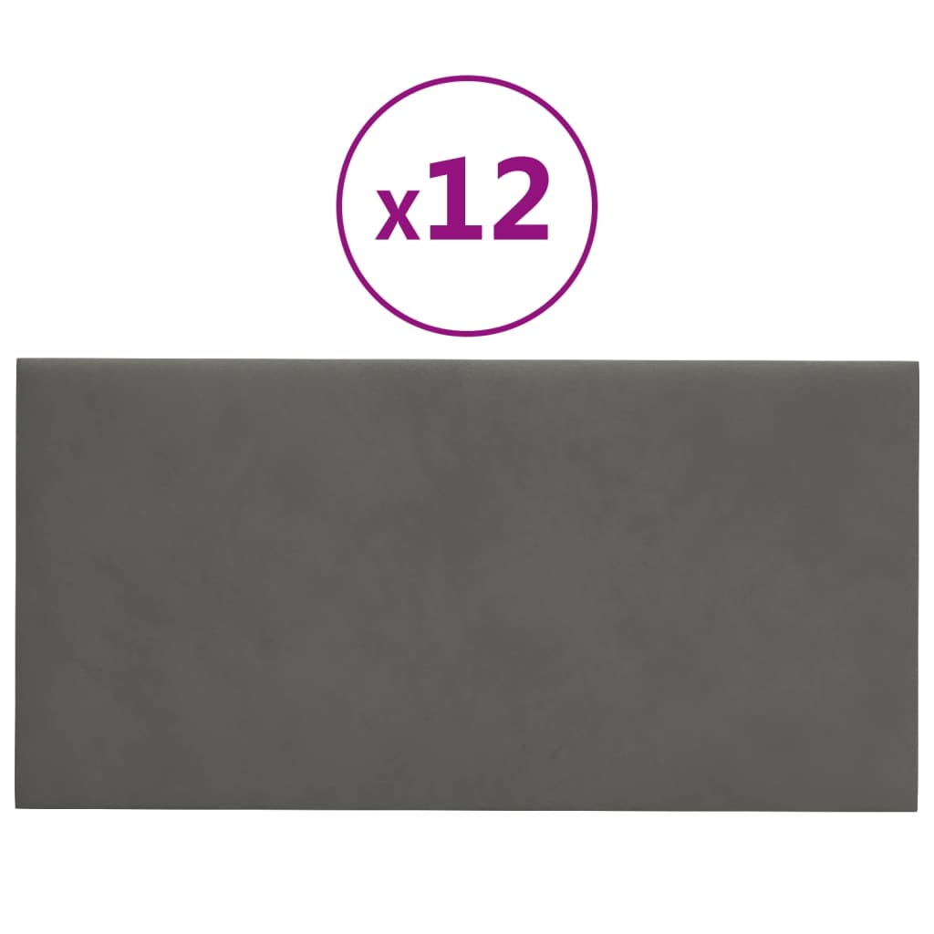 Panneaux muraux vidaxl 12 pcs 0,54 m² 30x15 cm en velours gris foncé