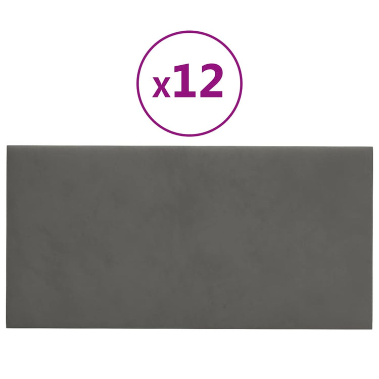 Panneaux muraux vidaxl 12 pcs 0,54 m² 30x15 cm en velours gris foncé