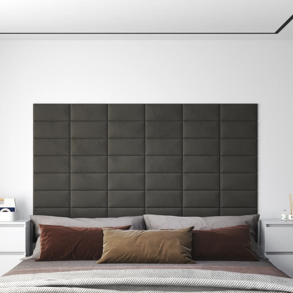 Panneaux muraux vidaxl 12 pcs 0,54 m² 30x15 cm en velours gris foncé