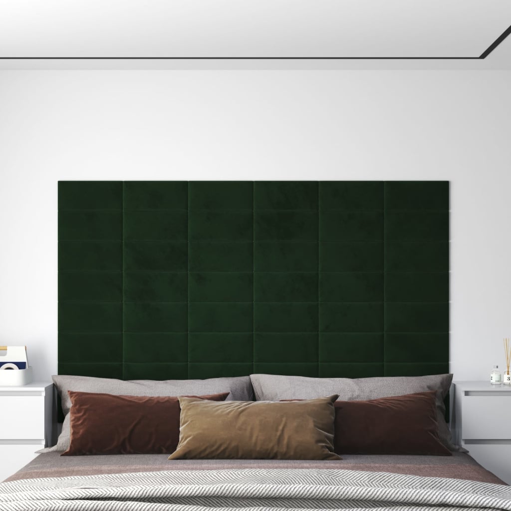 Panneaux muraux vidaxl 12 pcs 0,54 m² 30x15 cm en velours vert foncé