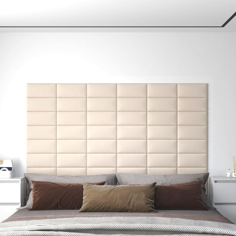 Panneaux muraux vidaxl 12 pcs 0,54 m² 30x15 cm Crème en velours -colore