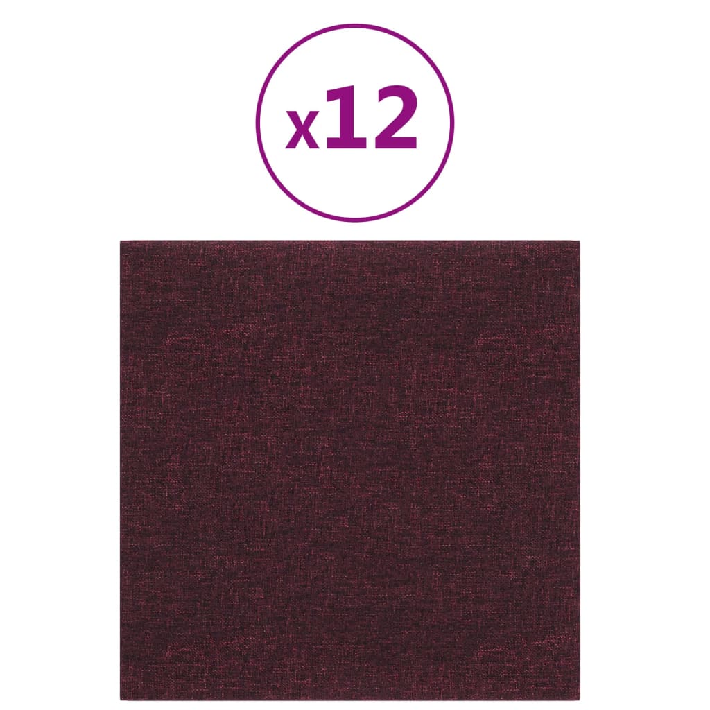 Panneaux muraux vidaxl 12 st 1,08 m² 30x30 cm tissu violet