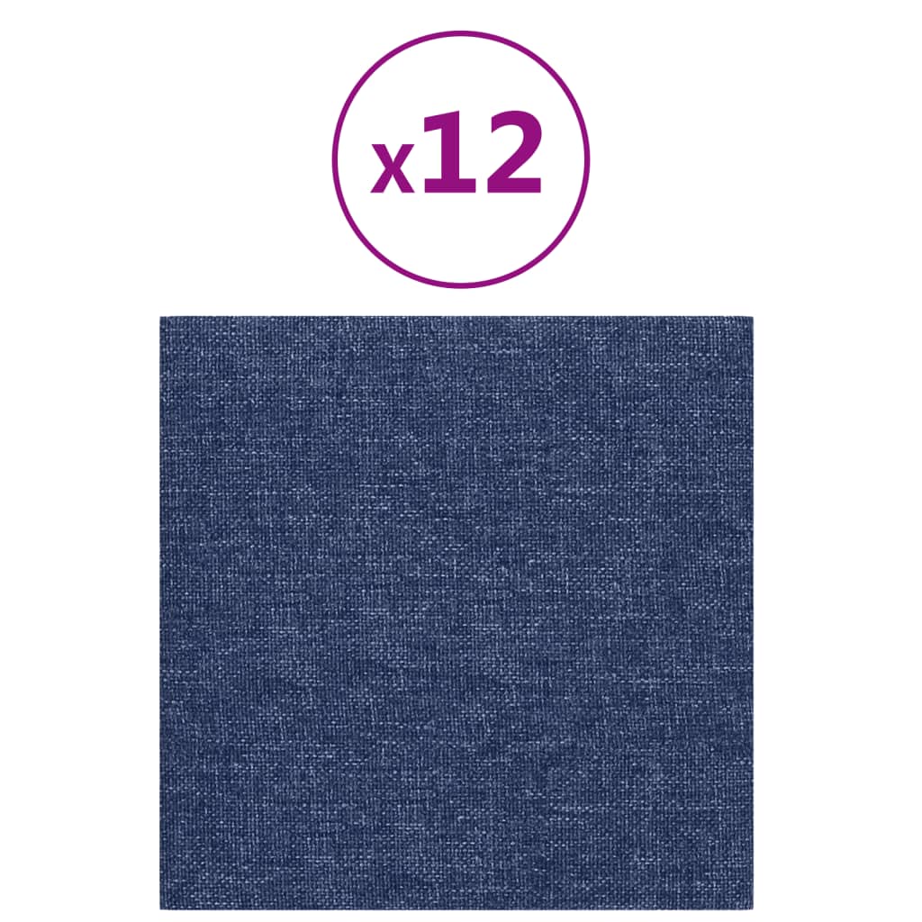 Panneaux muraux vidaxl 12 st 1,08 m² 30x30 cm tissu bleu