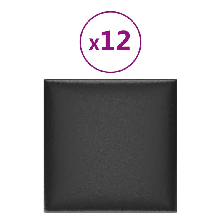 Panneaux muraux vidaxl 12 st 1,08 m² 30x30 cm en cuir artificiel noir