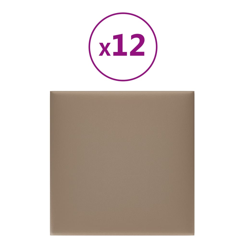 Panneaux muraux Vidaxl 12 st 1,08 m² 30x30 cm en cuir art cappuccinocolide