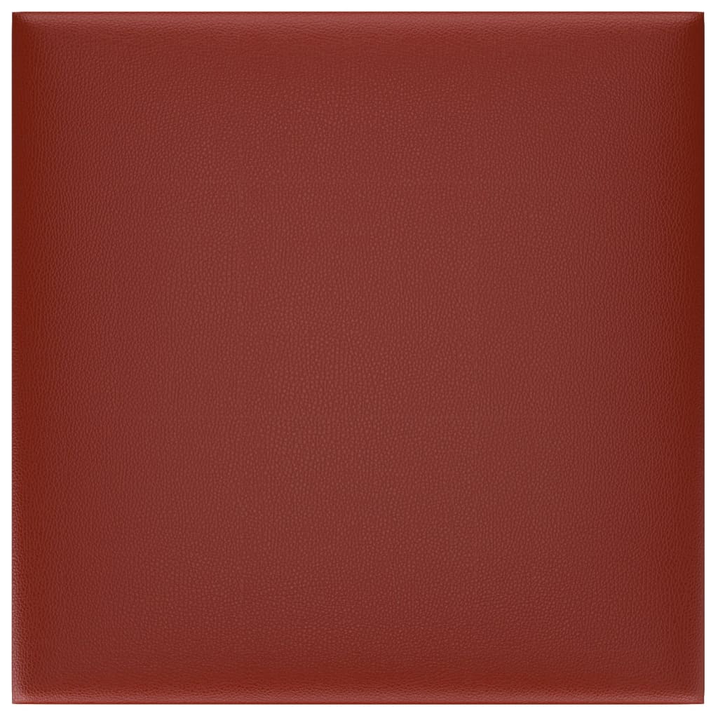 Panneaux muraux Vidaxl 12 st 1,08 m² 30x30 cm Vin en cuir artificiel rouge