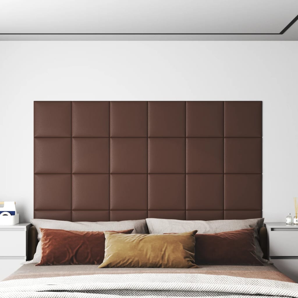 Panneaux muraux Vidaxl 12 st 1,08 m² 30x30 cm en cuir artificiel marron