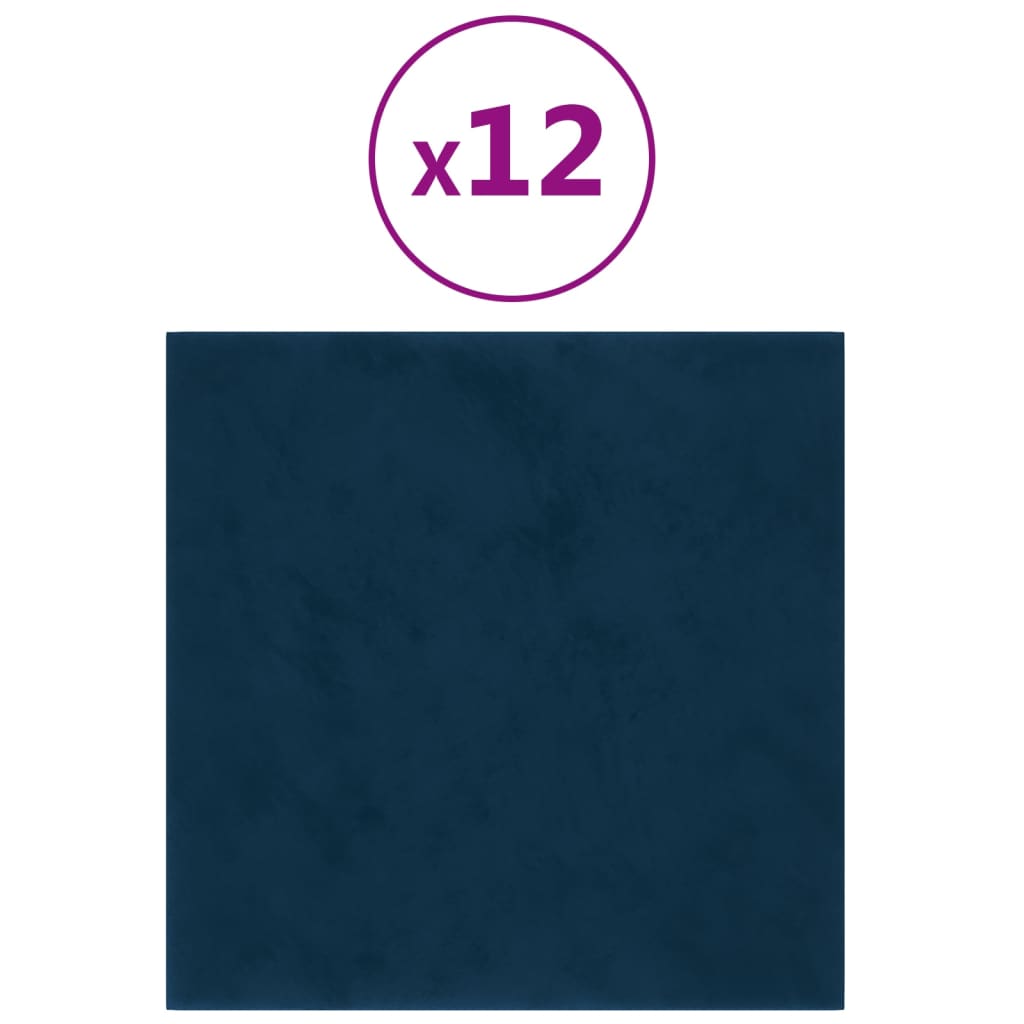 Panneaux muraux vidaxl 12 st 1,08 m² 30x30 cm en velours bleu