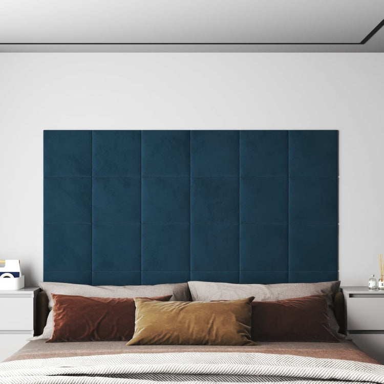 Panneaux muraux vidaxl 12 st 1,08 m² 30x30 cm en velours bleu