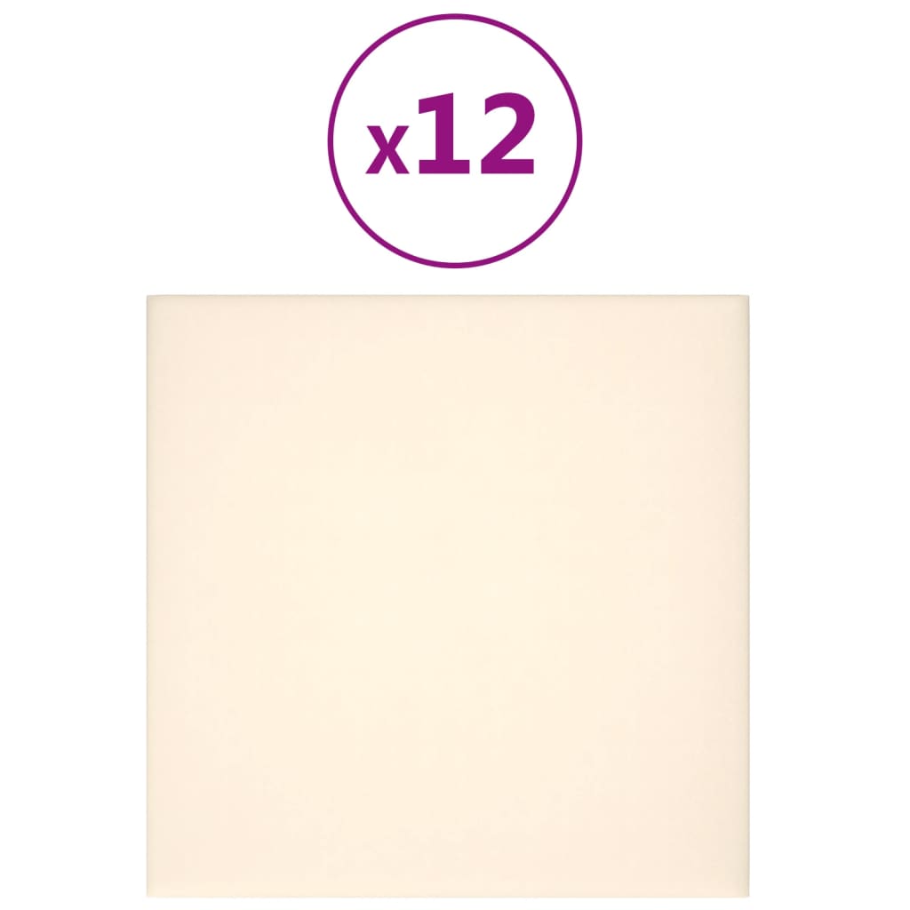 Panneaux muraux Vidaxl 12 ST 1,08 m² 30x30 cm Crème en velours -colore