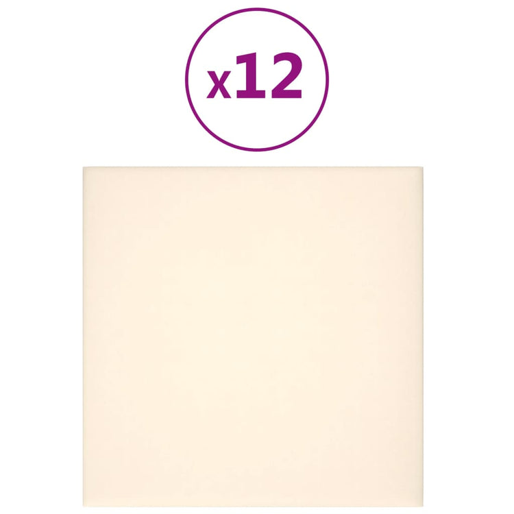 Panneaux muraux Vidaxl 12 ST 1,08 m² 30x30 cm Crème en velours -colore
