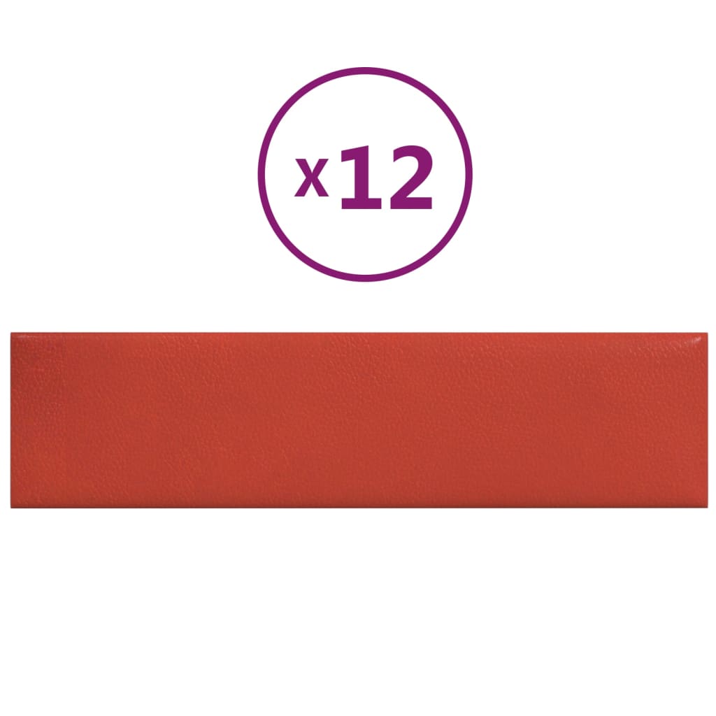 Panneaux muraux vidaxl 12 st 1,08 m² 60x15 cm en cuir artificiel rouge