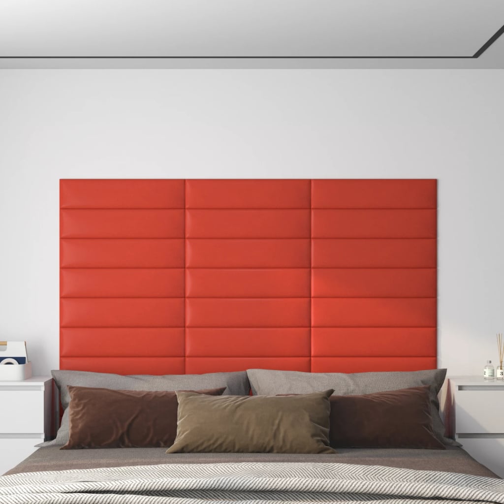 Panneaux muraux vidaxl 12 st 1,08 m² 60x15 cm en cuir artificiel rouge