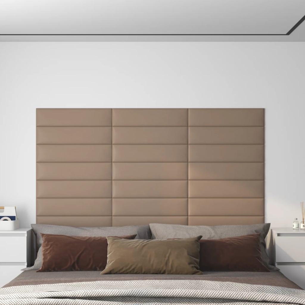 Panneaux muraux vidaxl 12 st 1,08 m² 60x15 cm art en cuir cappuccinocolide