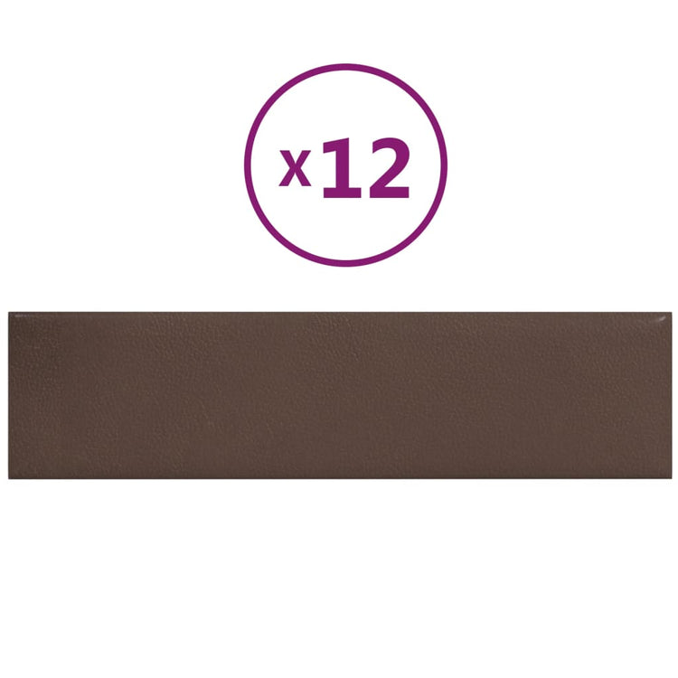 Panneaux muraux vidaxl 12 st 1,08 m² 60x15 cm en cuir artificiel marron