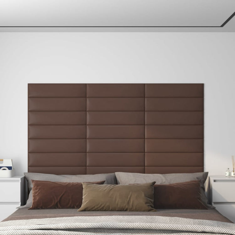 Panneaux muraux vidaxl 12 st 1,08 m² 60x15 cm en cuir artificiel marron