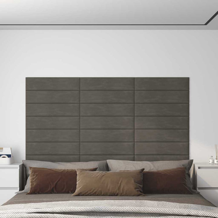 Panneaux muraux vidaxl 12 st 1,08 m² 60x15 cm en velours gris foncé