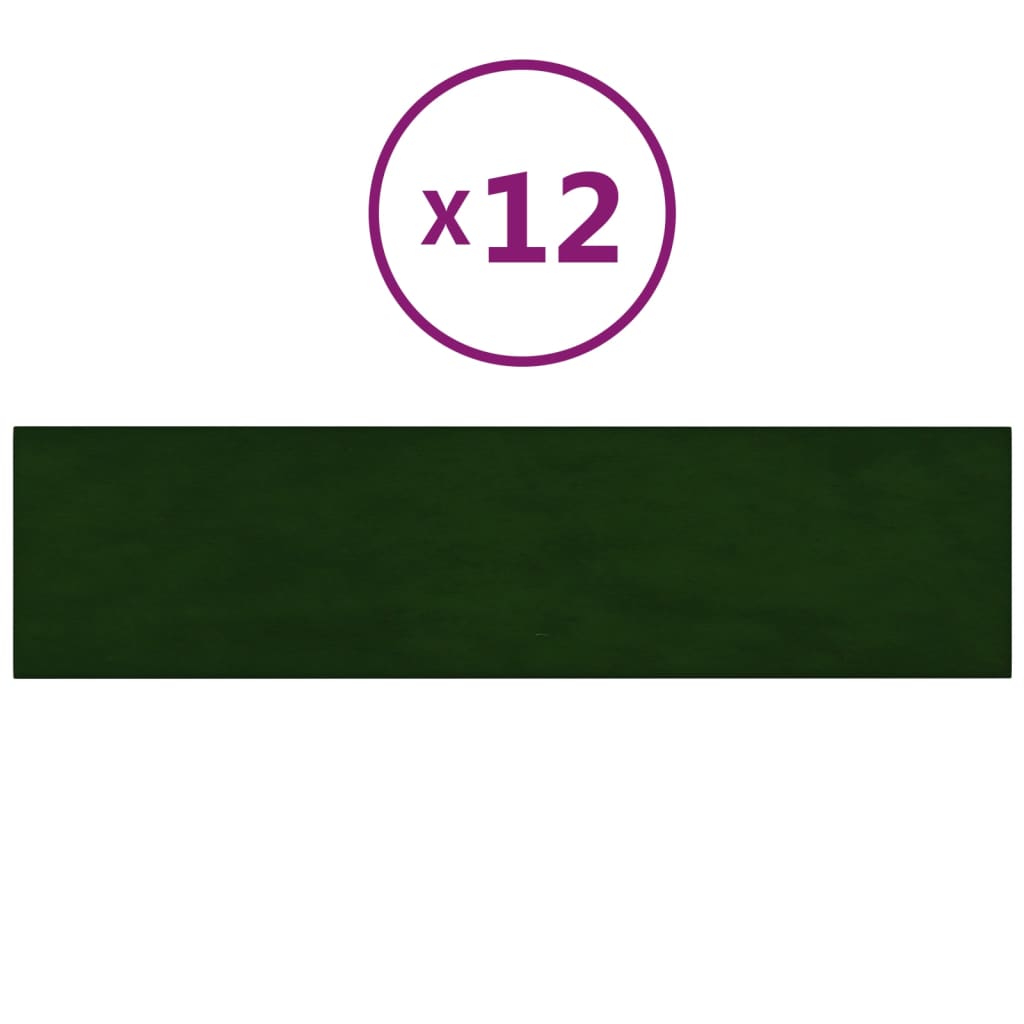 Panneaux muraux vidaxl 12 st 1,08 m² 60x15 cm en velours vert foncé