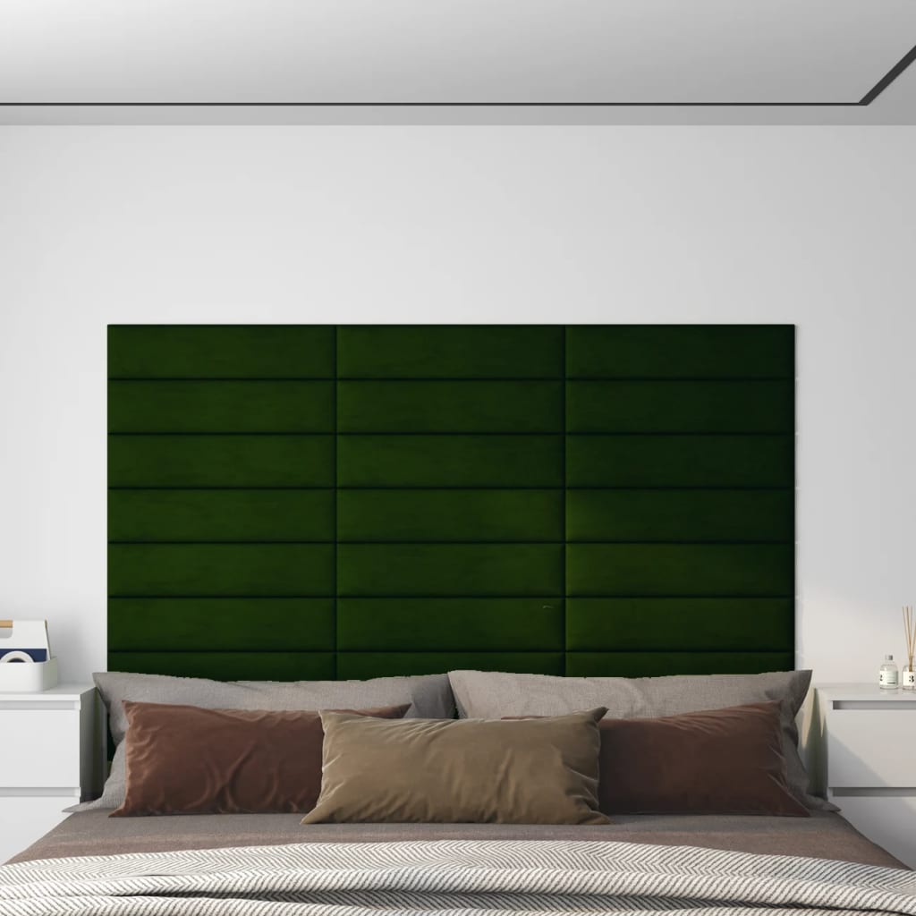 Panneaux muraux vidaxl 12 st 1,08 m² 60x15 cm en velours vert foncé