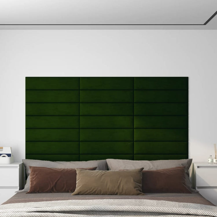 Panneaux muraux vidaxl 12 st 1,08 m² 60x15 cm en velours vert foncé