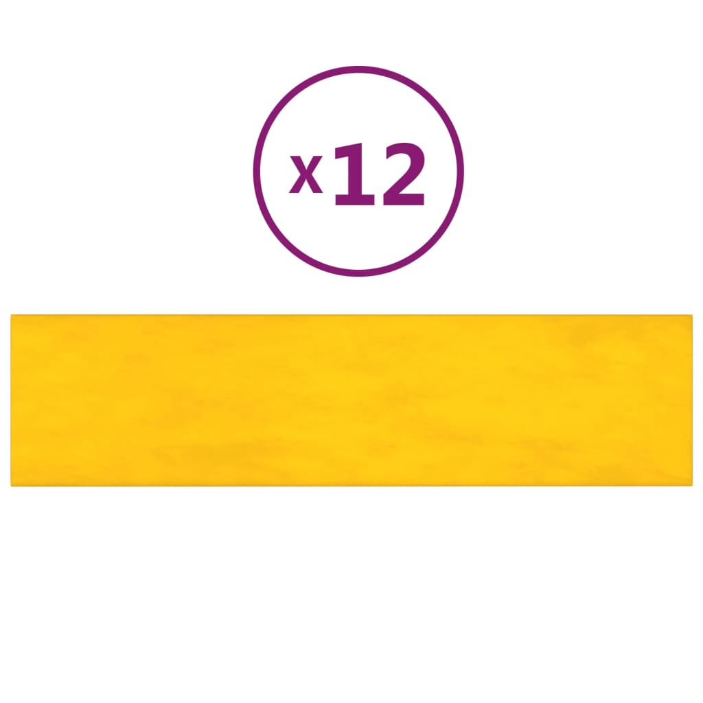 Panneaux muraux vidaxl 12 st 1,08 m² 60x15 cm en velours jaune