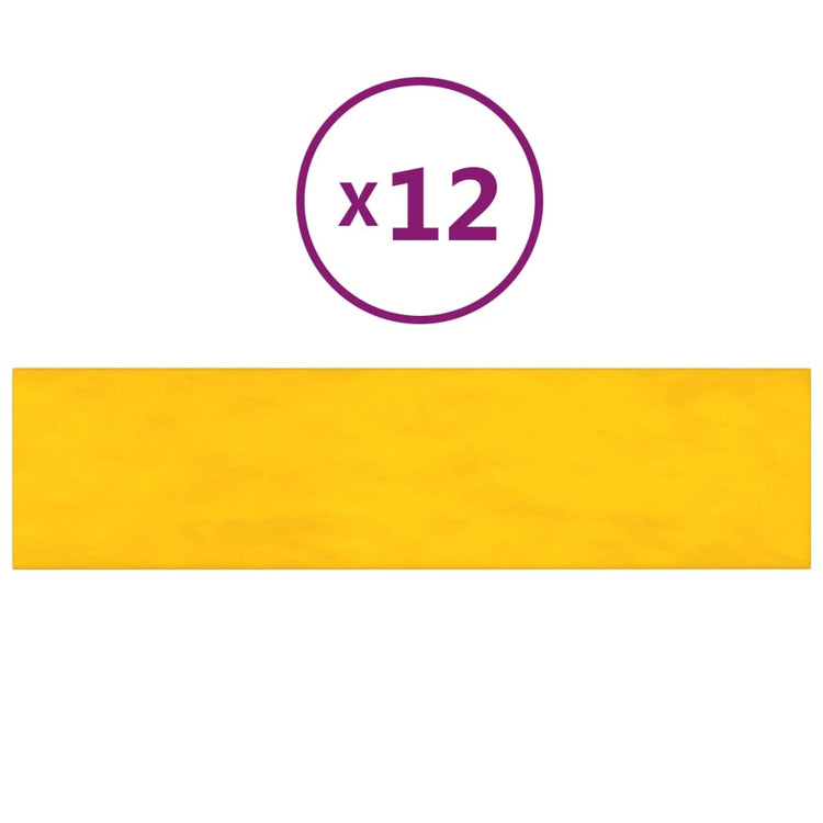 Panneaux muraux vidaxl 12 st 1,08 m² 60x15 cm en velours jaune