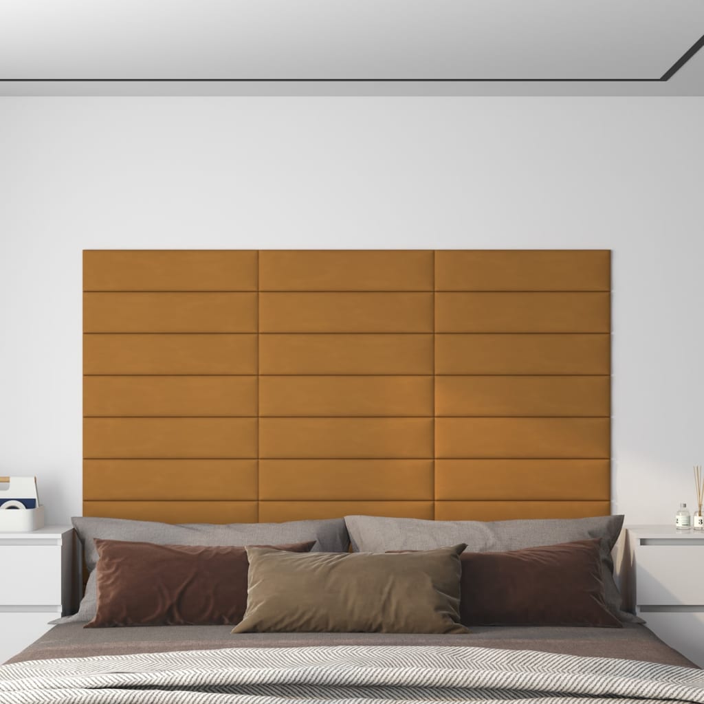 Panneaux muraux vidaxl 12 st 1,08 m² 60x15 cm en velours marron