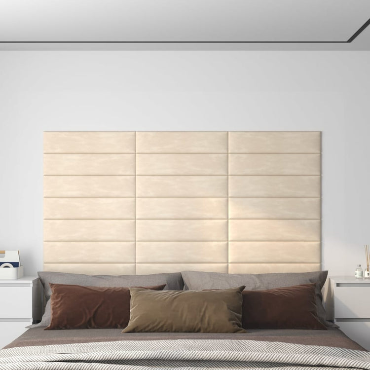 Panneaux muraux Vidaxl 12 ST 1,08 m² 60x15 cm Crème en velours -colore