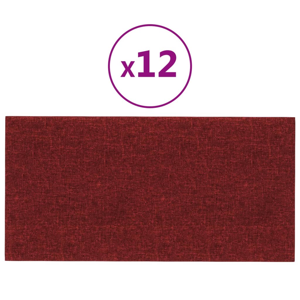 Panneaux muraux vidaxl 12 st 2,16 m² 60x30 cm de tissu rouge