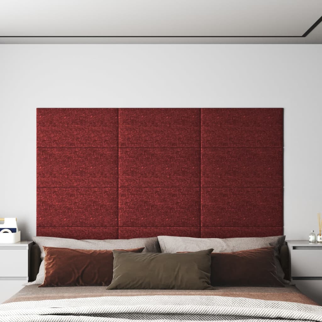 Panneaux muraux vidaxl 12 st 2,16 m² 60x30 cm de tissu rouge