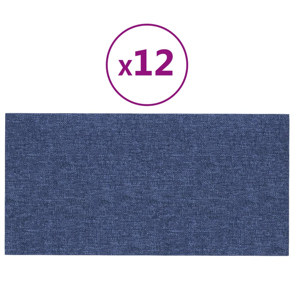 Panneaux muraux vidaxl 12 st 2,16 m² 60x30 cm tissu bleu