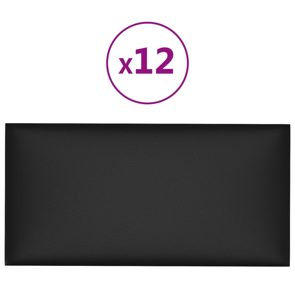 Panneaux muraux vidaxl 12 st 2,16 m² 60x30 cm en cuir artificiel noir