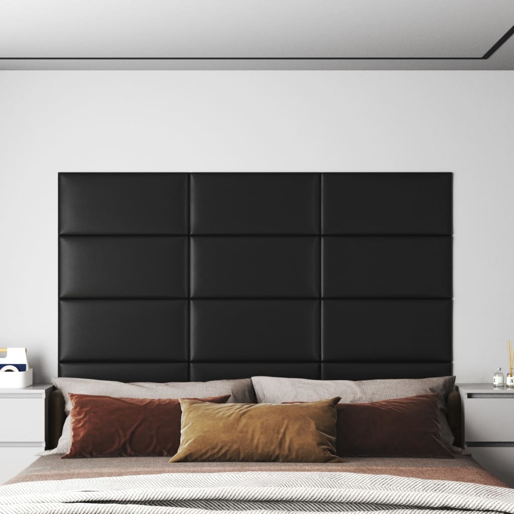 Panneaux muraux vidaxl 12 st 2,16 m² 60x30 cm en cuir artificiel noir