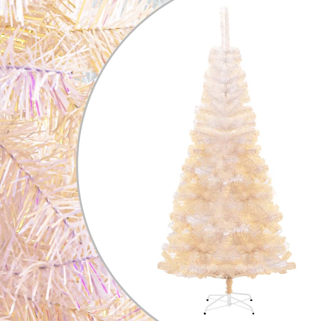 Vidaxl kunstkerstboom avec des extrémités irisées 210 cm PVC blanc